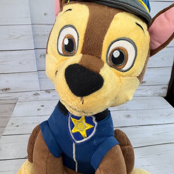 Paw Patrol Chase Plush Stuffed Animal Toy Dog 16" Brown Blue Hat Backpack Outfit - Picture 3 of 14